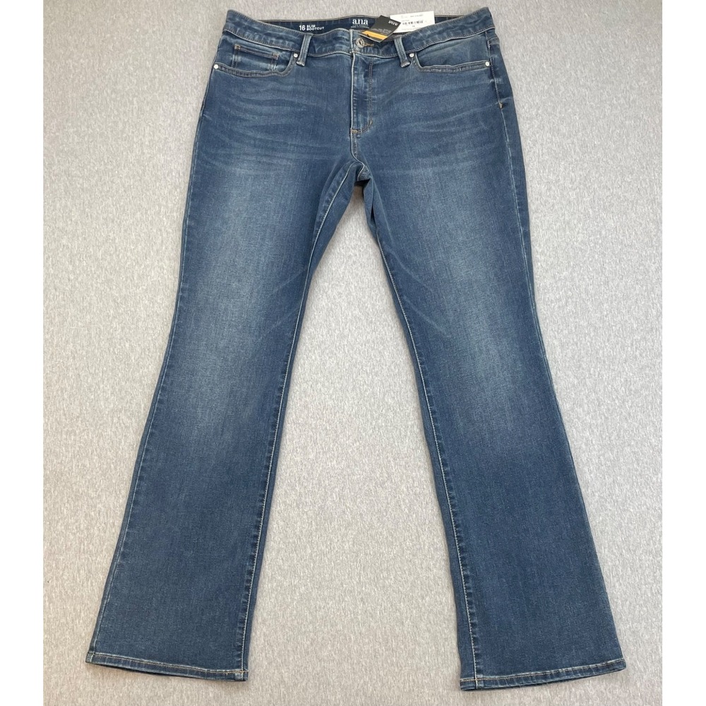 a.n.a Jeans Womens 16 Blue Cotton Blend Stretch Slim Bootcut Mid-Rise NWT